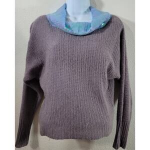 Love Change Mauve Sequin Cowl Neck Cropped Sweater XL Lightweight Soft Stretchy